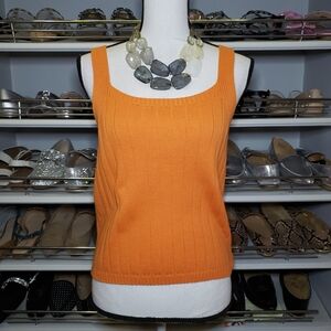 CLEARANCE Orange Wide Ribbed Sweater Tank Top